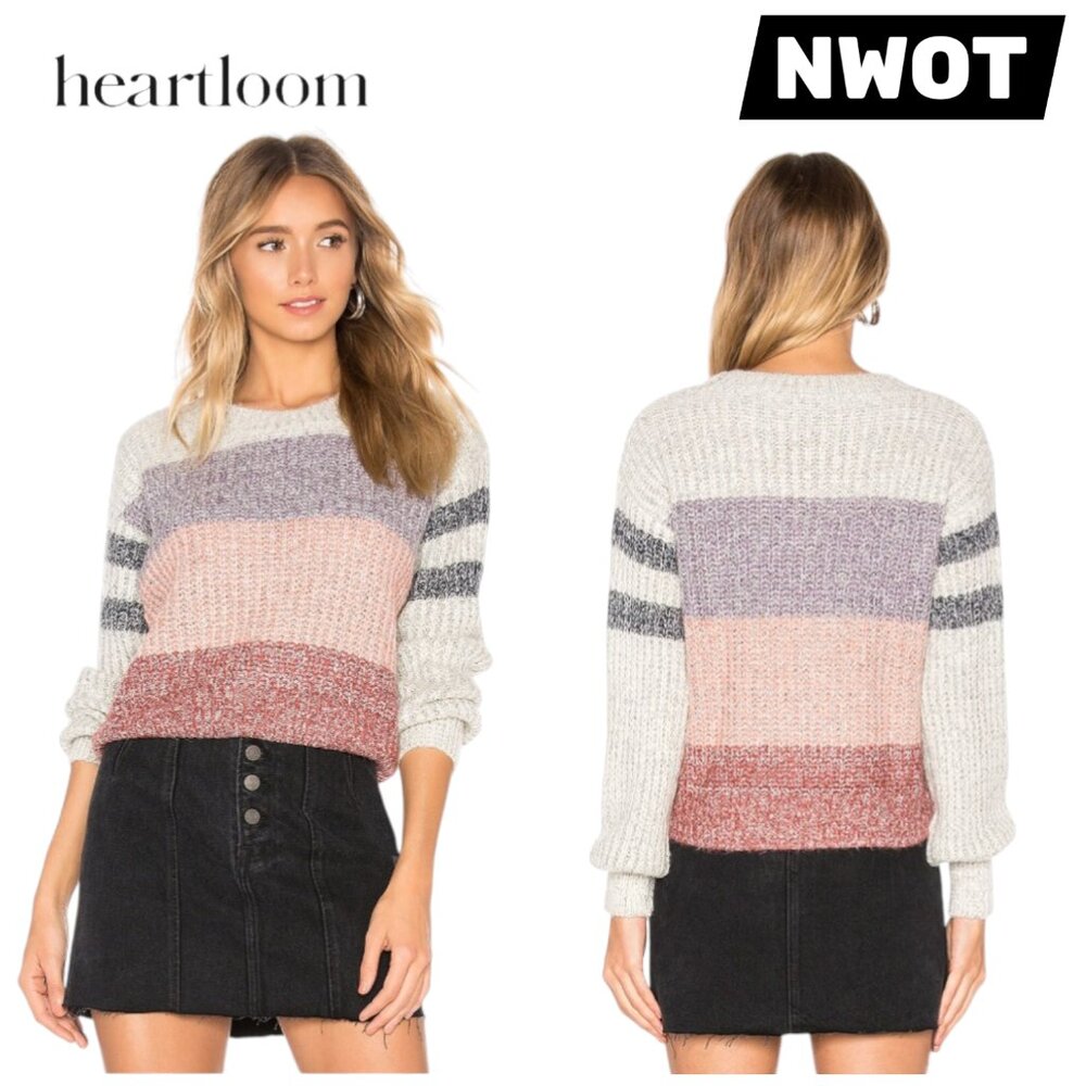 HEARTLOOM Elise Crewneck Sweater Multicolor Knit Long Sleeve Stripe Sweater XS